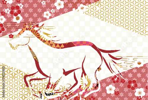 午　年賀状　干支　背景