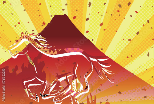 午　年賀状　干支　背景