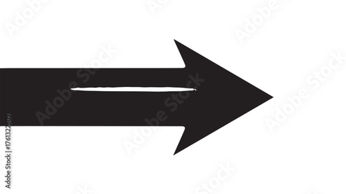 Black Arrow with White Line on White Background icon