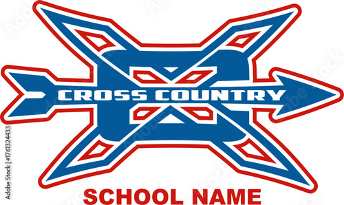 cross country team design with arrow for school, college or league sports