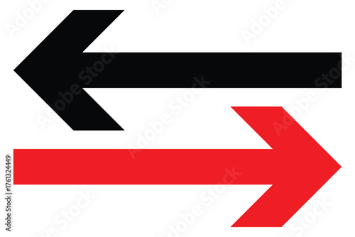 Long arrow to the left and right side. Long straight line arrow icon. Graphic illustration for direction symbols. Two side long arrow isolated on white background.