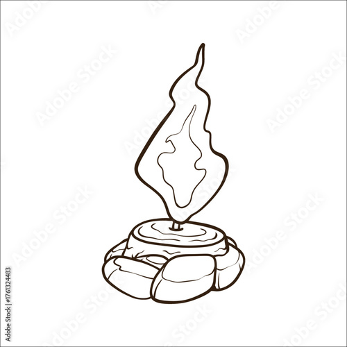 clean line art candle on stone lantern
