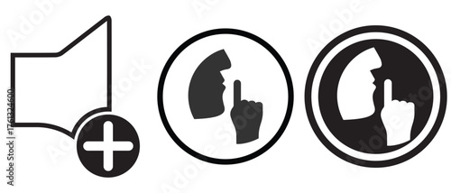 Mute and Sound Control Icon Set – Speaker Volume, Silent Mode, Audio Notification, and Sound Off Vector Symbols for Web and Mobile UI Design