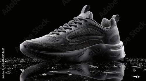  Modern Black Nike Air Max Sneaker with a Reflective Surface