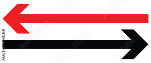 Long arrow to the left and right side. Long straight line arrow icon. Graphic illustration for direction symbols. Two side long arrow isolated on white background.