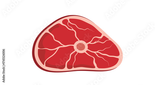A juicy red steak with marbling and a bone is a delicious food.