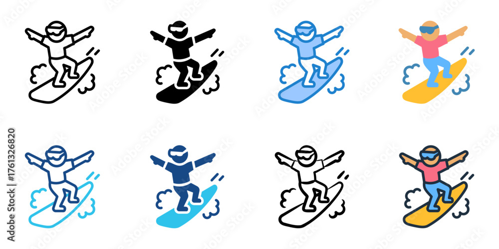 Fototapeta premium Sandboarding icon set multiple style collection 