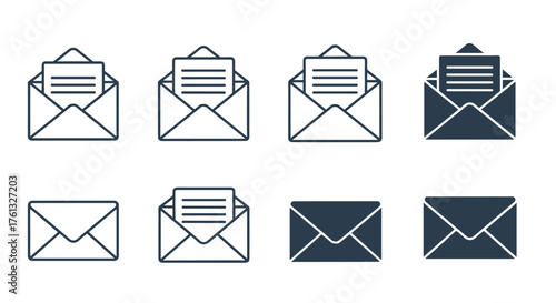 A collection of open and closed envelope icons symbolizing digital and traditional correspondence.