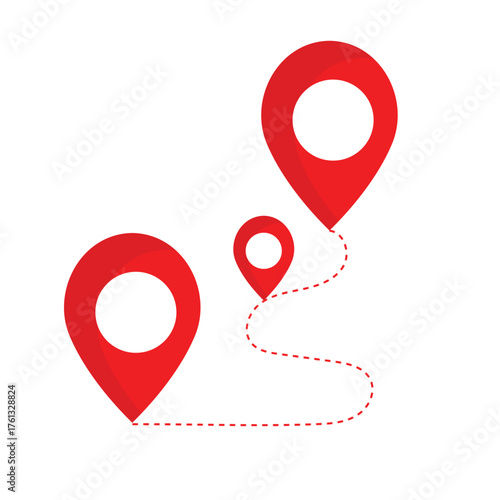 Route location icon isolated on white background. Road location icon. Location map path distance icon. Location vector for web and design.