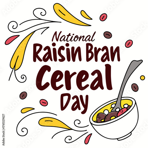 NATIONAL RAISIN BRAN CEREAL DAY vector illustration