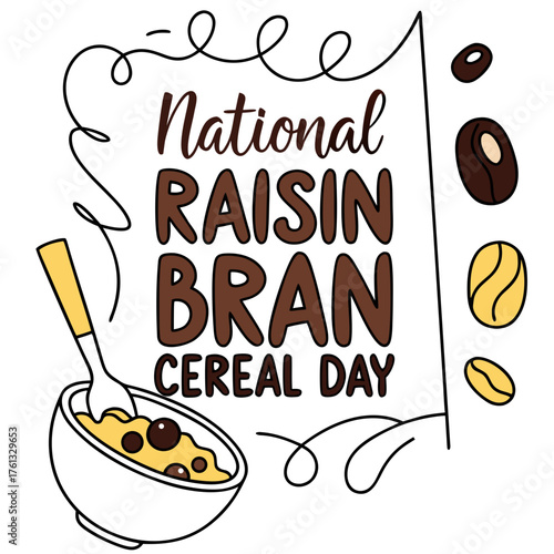 NATIONAL RAISIN BRAN CEREAL DAY vector illustration