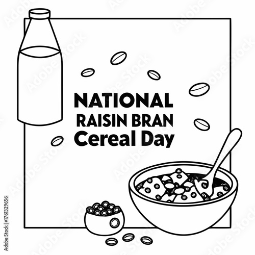NATIONAL RAISIN BRAN CEREAL DAY vector illustration