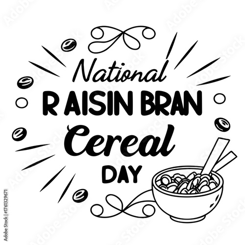 NATIONAL RAISIN BRAN CEREAL DAY vector illustration