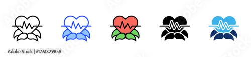 Heart Beat Calm Icon Collection With Multiple Styles