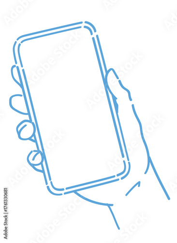 スマートフォンを持つ手。ベクターイラスト素材。