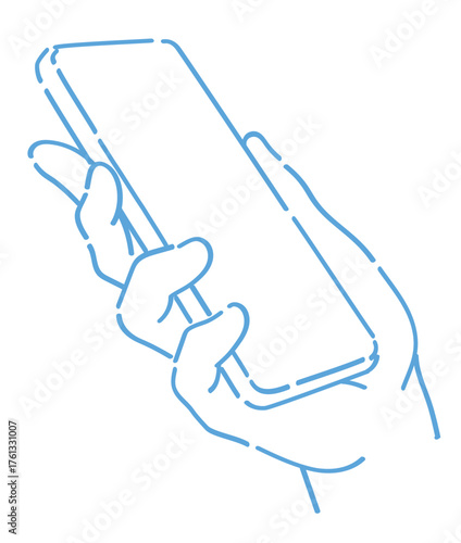 スマートフォンを持つ手。ベクターイラスト素材。