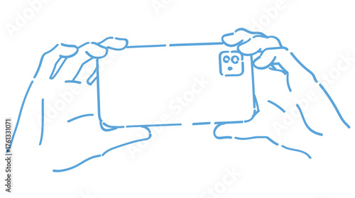 スマートフォンを持つ手。ベクターイラスト素材。