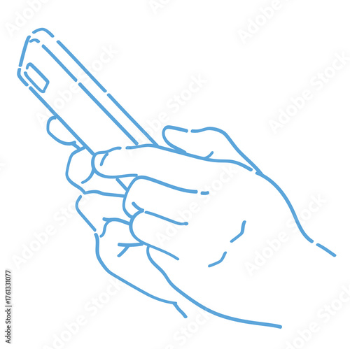 スマートフォンを持つ手。ベクターイラスト素材。