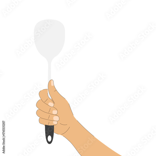 hand holding a spatula cartoon element