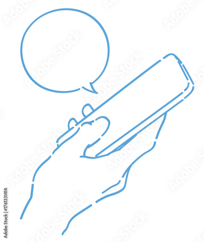 スマートフォンを持つ手。ベクターイラスト素材。