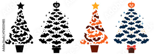 Halloween and Christmas Trees Set