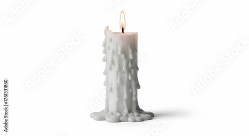 Wallpaper Mural Melted white candle with soft wax dripping down in elegant design. Candle emits warm glow, enhancing atmosphere and creating calming ambiance. Ideal for cozy nights, romantic dinners, Torontodigital.ca