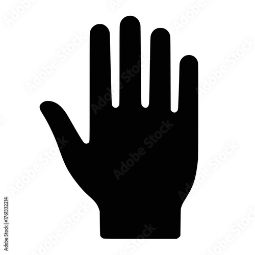 Human Left Hand Silhouette with Raised Fingers Symbolic Gesture