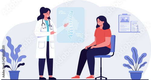 Medical Consultation with a healthcare professional discussing spinal health and diagnostic