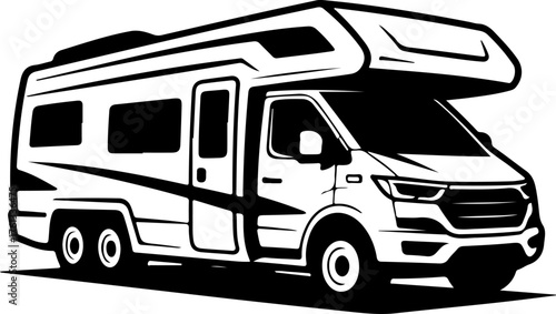 recreational vehicle on a plain silhouette vector illustration