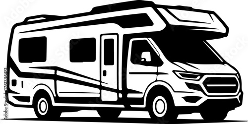 recreational vehicle on a plain silhouette vector illustration