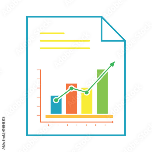 Business growth chart showing upward trend and bar graph data analysis vector