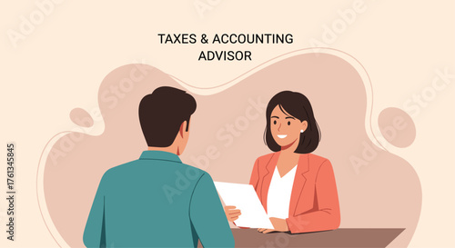 Professional businesswoman consults with client on financial strategy for accounting and tax success