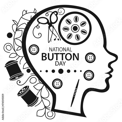 NATIONAL BUTTON DAY vector illustration