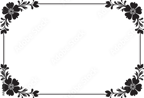 Black flower frame, silhouette, ornamental frame, ornament, border, decorative frame, decoration, label, vintage, retro, wedding invitation, cut file, Cricutvector, SVG, DXF, PNG, clipart, floral fram