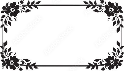 Black flower frame, silhouette, ornamental frame, ornament, border, decorative frame, decoration, label, vintage, retro, wedding invitation, cut file, Cricutvector, SVG, DXF, PNG, clipart, floral fram