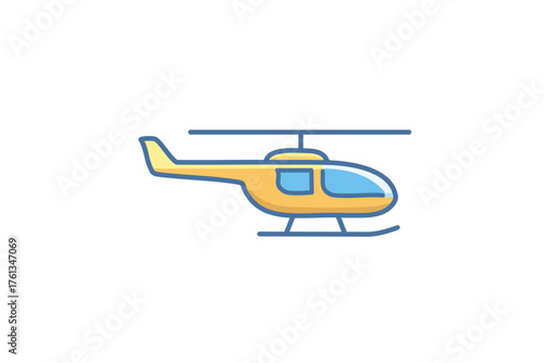 A yellow helicopter isolated on a white background