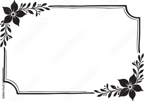 Black flower frame, silhouette, ornamental frame, ornament, border, decorative frame, decoration, label, vintage, retro, wedding invitation, cut file, Cricutvector, SVG, DXF, PNG, clipart, floral fram