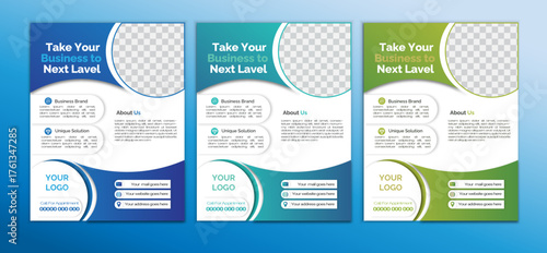  a bundle of 3 templates business flyer design, in blue color, and modern design,marketing,business proposal, promotion, advertise, publication and editable vector template design