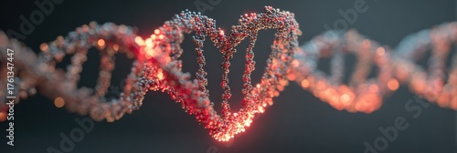 DNA Strands Form a Heart Shape, Symbolizing Love and Connection in Science at High Resolution