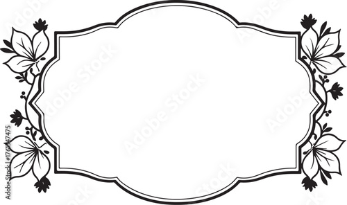 Black flower frame, silhouette, ornamental frame, ornament, border, decorative frame, decoration, label, vintage, retro, wedding invitation, cut file, Cricutvector, SVG, DXF, PNG, clipart, floral fram