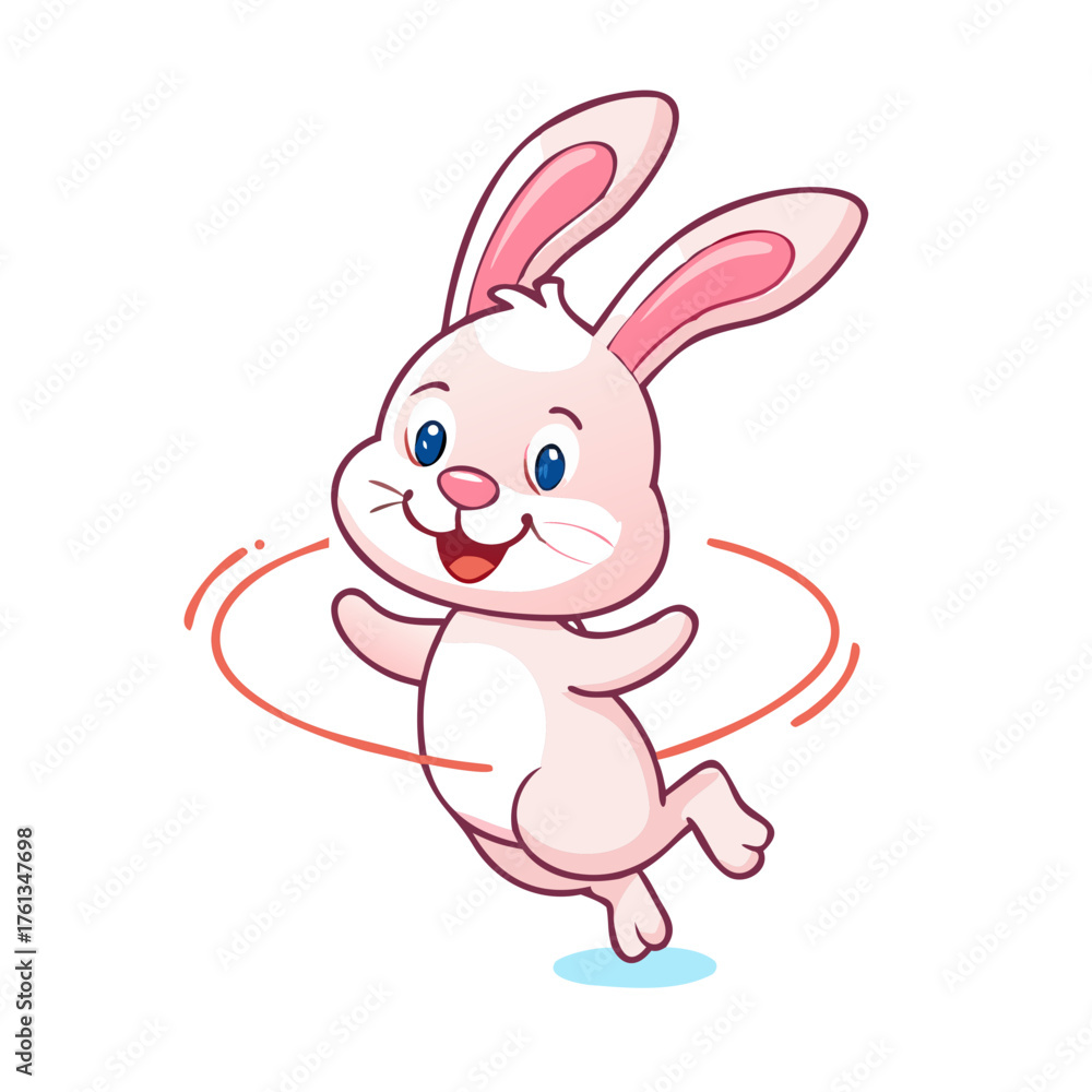 Obraz premium Rabbit jump animation set. Cartoon smiling bunny jump or running loop motion cycle . Vector illustration isolated on white background. See Less