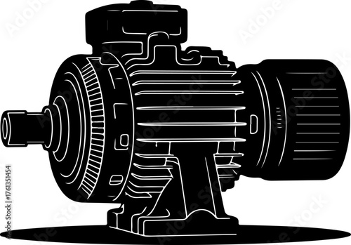 Starter motor silhouette vector illustration
