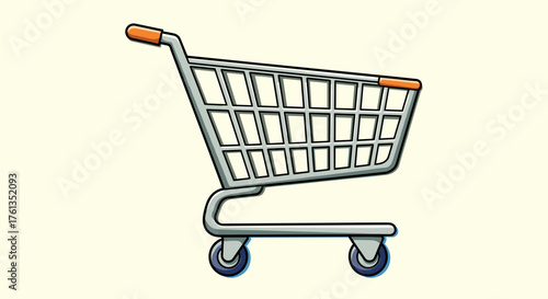 Empty Shopping Cart Illustration Ready for Retail, Grocery, and Market Goods Acquisition at the Store - Promoting Commerce, Sales, Consumerism, and Purchase Decisions in Clean, Modern Design,  for Adv