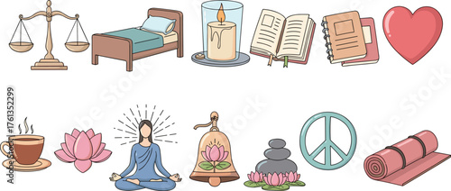 Mindfulness Still Life: Serene Meditation Practice with Yoga, Journaling, Balanced Lifestyle, and Peaceful Home Décor for Mental Wellness, Relaxation, Spiritual Growth, Calmness, Balance, and Holistic