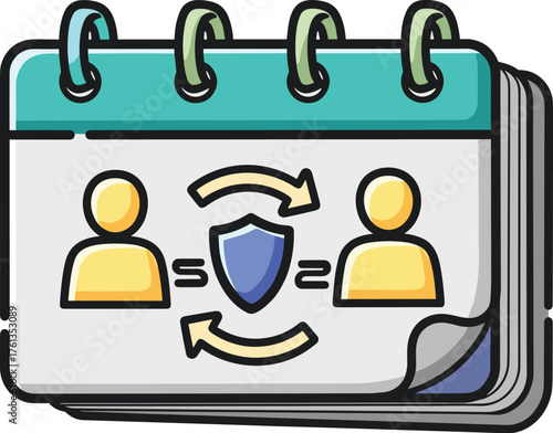 Secure Data Sharing Schedule: Protecting Confidential Information in a Team Environment with Regular Security Updates and Protocols, Illustrating Cybersecurity Measures for Business Communication and