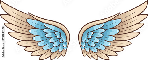 Majestic Angel Wings Flying with Grace, Symbolizing Freedom and Spirituality, Set Against a Serene Sky, Ideal for Fantasy Art, Mythology Illustrations, and Symbolic Representations of Hope, Protection