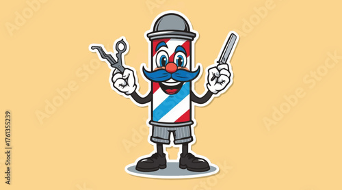 Barber shop smile mascot logo cartoon design