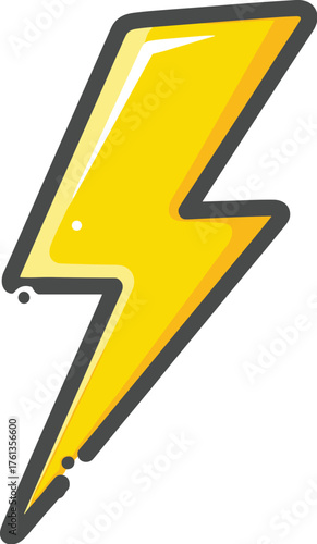 Dynamic Yellow Lightning Bolt Icon Sparking with Energy on White Backdrop: A Symbol of Speed, Power, and Innovation for Technology, Utilities, and Graphic Design Projects, Perfect for Presentations an