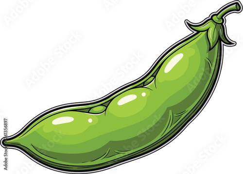 Fresh Green Pea Pod Isolated on White Background, Vibrant Vegetable Ingredient, Healthy Eating Concept for Nutrition, Gardening, Agriculture, Culinary Presentation, Marketing Materials, Modern Style I