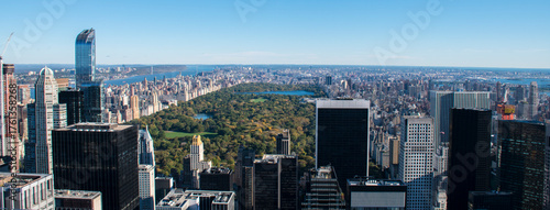 Aerial View of Central Park and Manhattan Skyline, New York City.